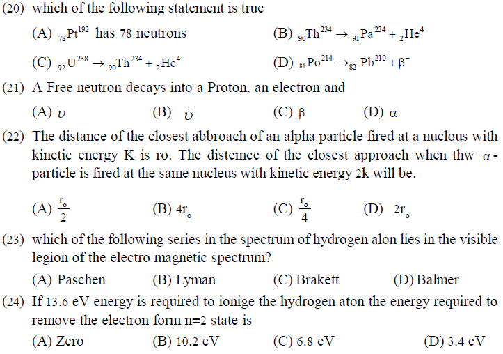 NEET UG Physics Atom and Nucleus MCQs-5