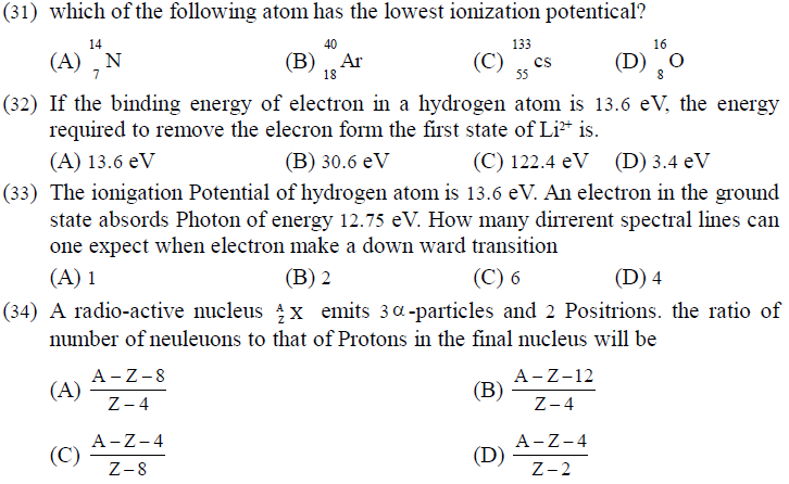 NEET UG Physics Atom and Nucleus MCQs-7