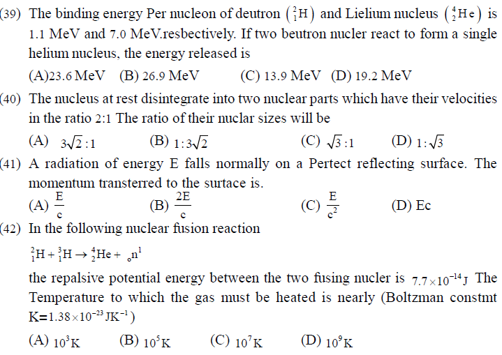 NEET UG Physics Atom and Nucleus MCQs-9