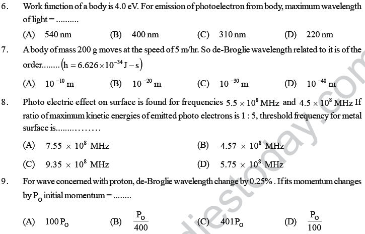 NEET UG Physics Dual Nature of Matter MCQs-