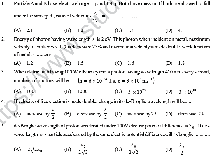 NEET UG Physics Dual Nature of Matter MCQs