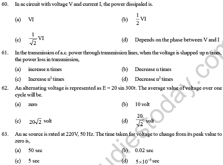 NEET UG Physics Electromagnetic Induction MCQs--12