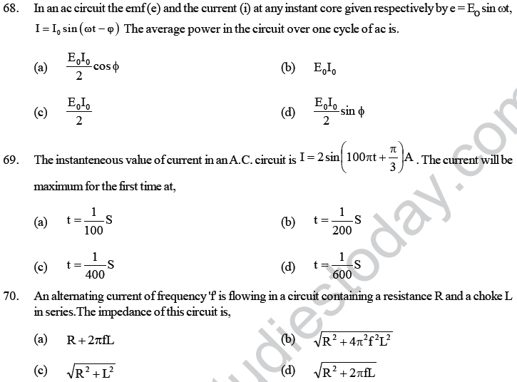 NEET UG Physics Electromagnetic Induction MCQs--14