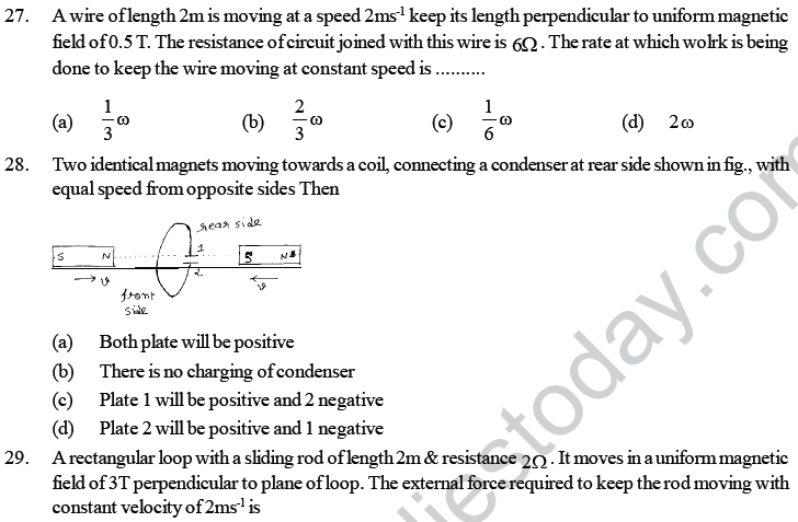NEET UG Physics Electromagnetic Induction MCQs--3