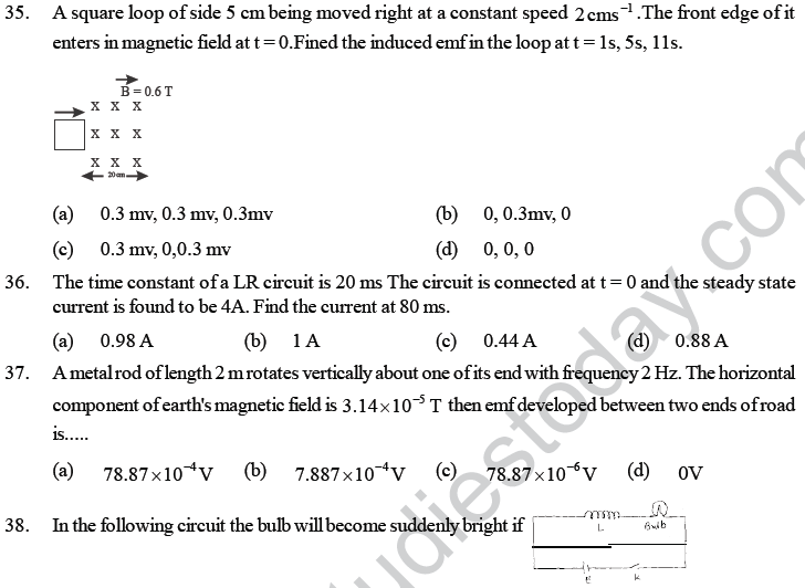 NEET UG Physics Electromagnetic Induction MCQs--7