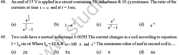 NEET UG Physics Electromagnetic Induction MCQs--9