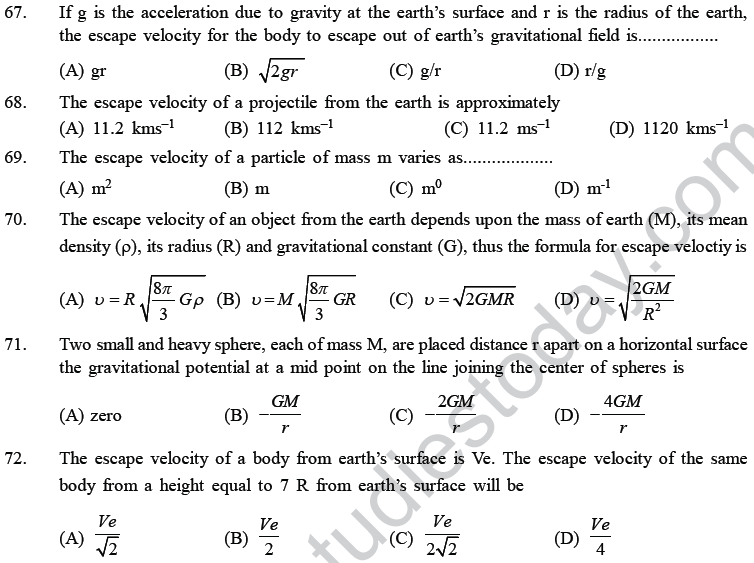 NEET UG Physics Gravitational MCQs-12