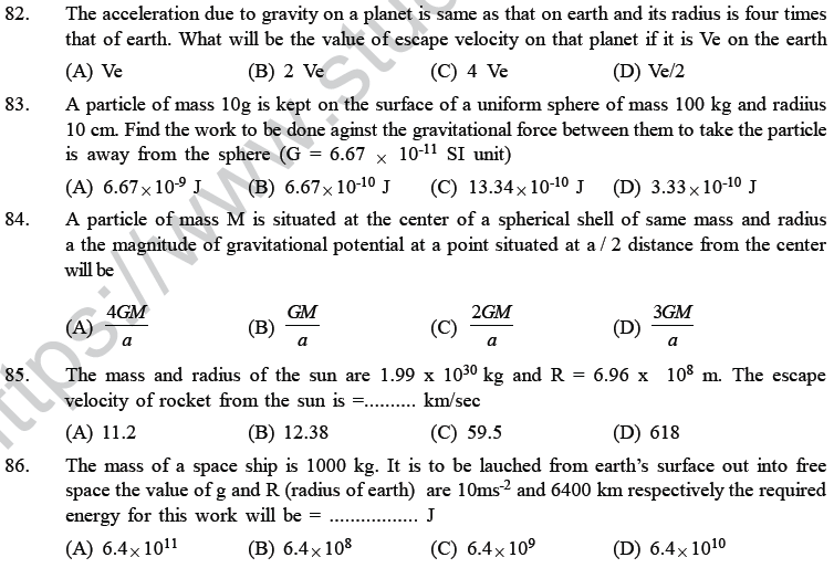 NEET UG Physics Gravitational MCQs-15