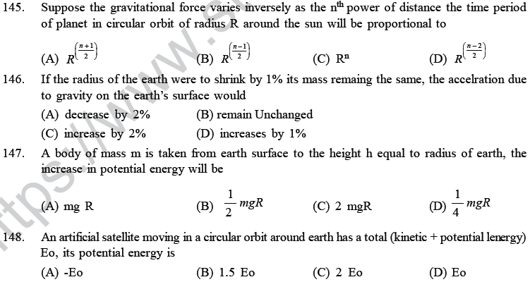 NEET UG Physics Gravitational MCQs-32