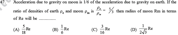 NEET UG Physics Gravitational MCQs-7