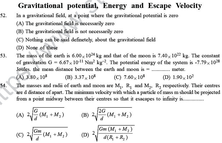 NEET UG Physics Gravitational MCQs-9