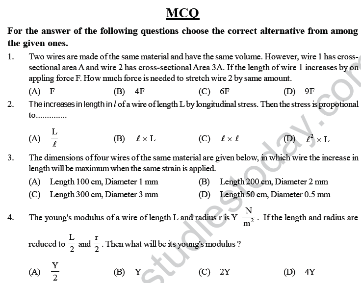 NEET UG Physics Properties of Liquid of Solid MCQs-