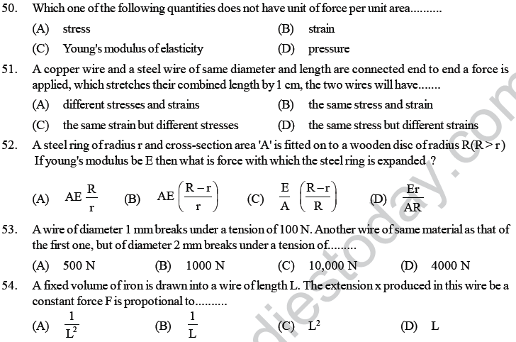 NEET UG Physics Properties of Liquid of Solid MCQs-12