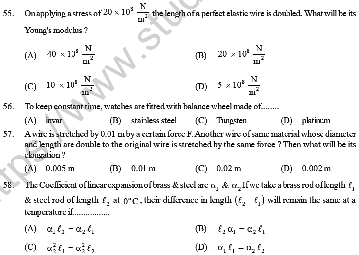 NEET UG Physics Properties of Liquid of Solid MCQs-13