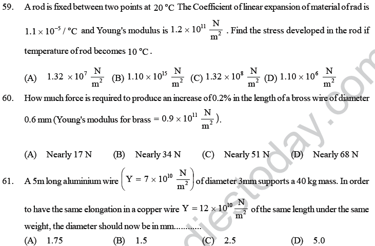 NEET UG Physics Properties of Liquid of Solid MCQs-14