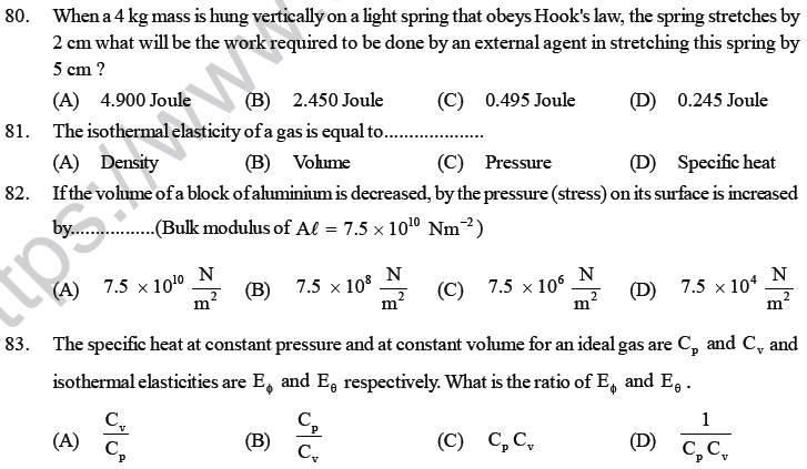 NEET UG Physics Properties of Liquid of Solid MCQs-19