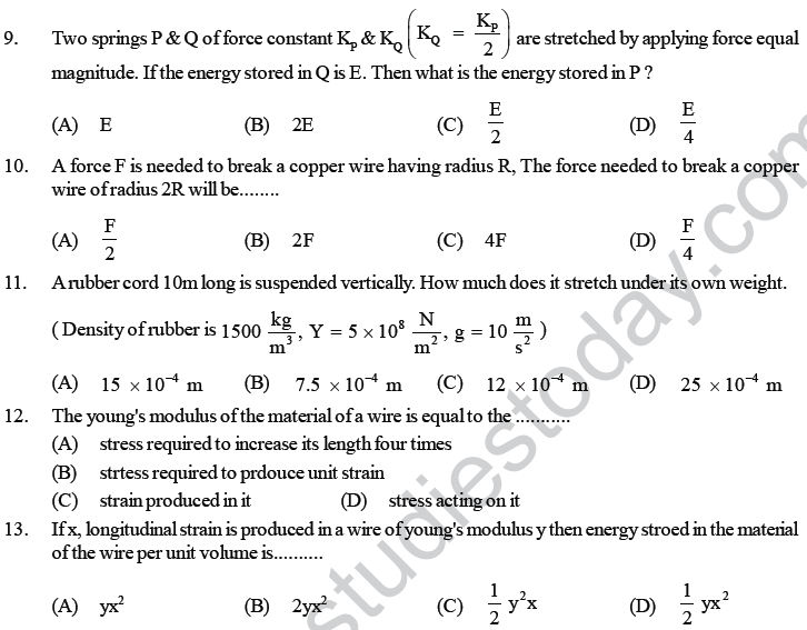 NEET UG Physics Properties of Liquid of Solid MCQs-2