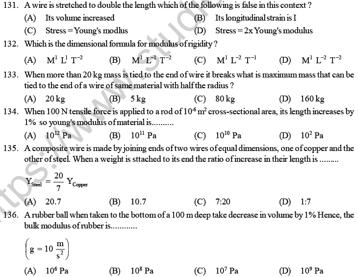 NEET UG Physics Properties of Liquid of Solid MCQs-33