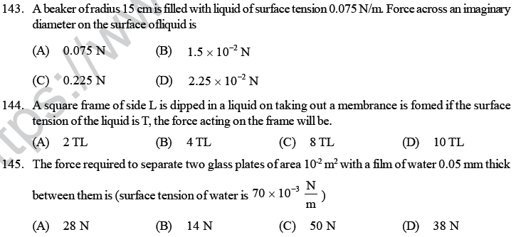 NEET UG Physics Properties of Liquid of Solid MCQs-35