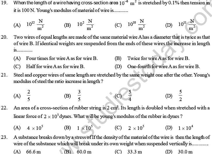 NEET UG Physics Properties of Liquid of Solid MCQs-4