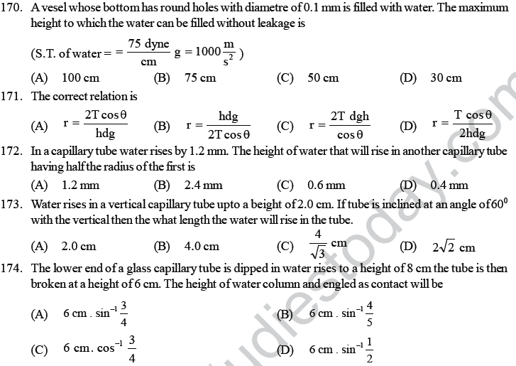 NEET UG Physics Properties of Liquid of Solid MCQs-42