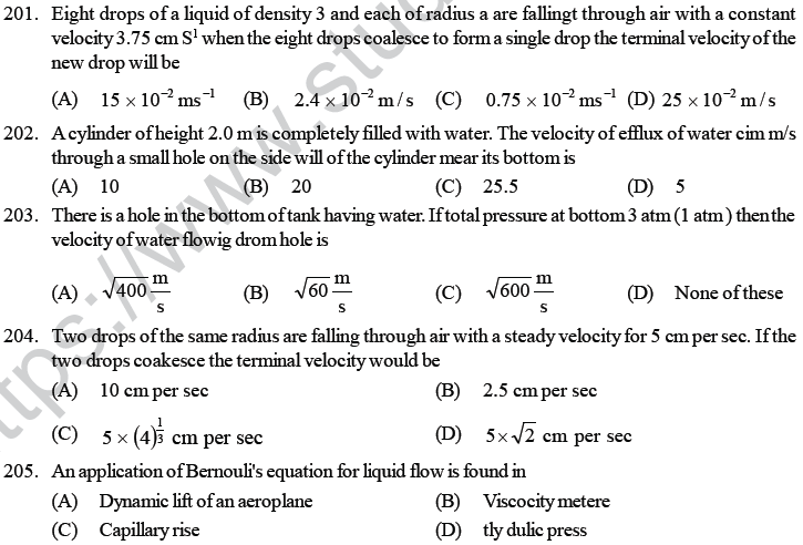 NEET UG Physics Properties of Liquid of Solid MCQs-49