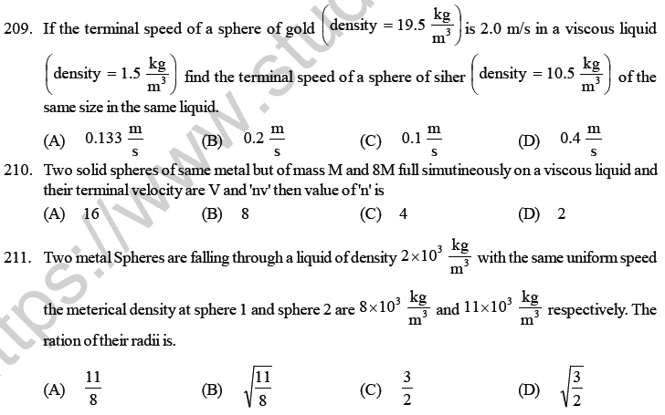 NEET UG Physics Properties of Liquid of Solid MCQs-51