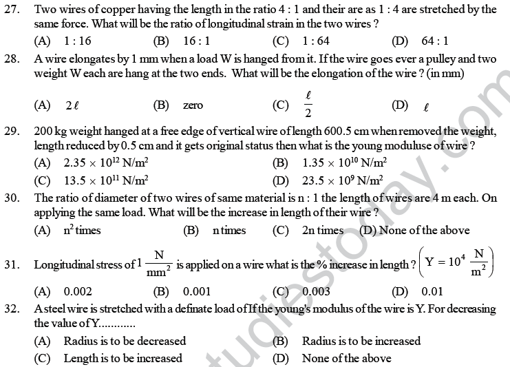 NEET UG Physics Properties of Liquid of Solid MCQs-6