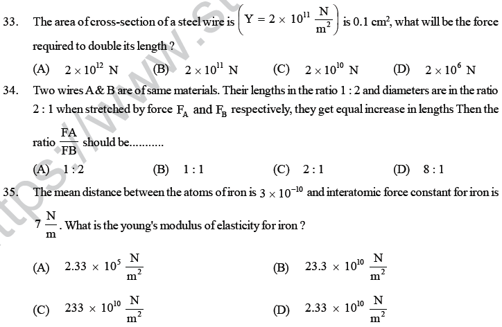 NEET UG Physics Properties of Liquid of Solid MCQs-7