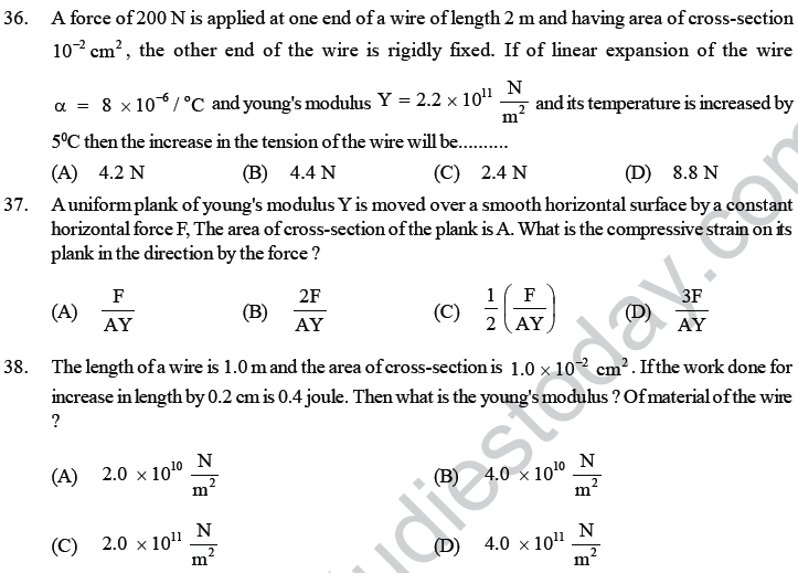 NEET UG Physics Properties of Liquid of Solid MCQs-8