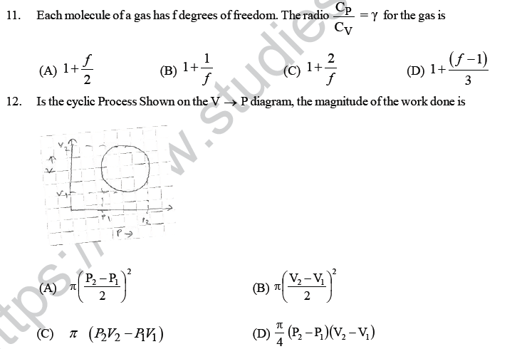 NEET UG Physics Thermodynamics MCQs-3