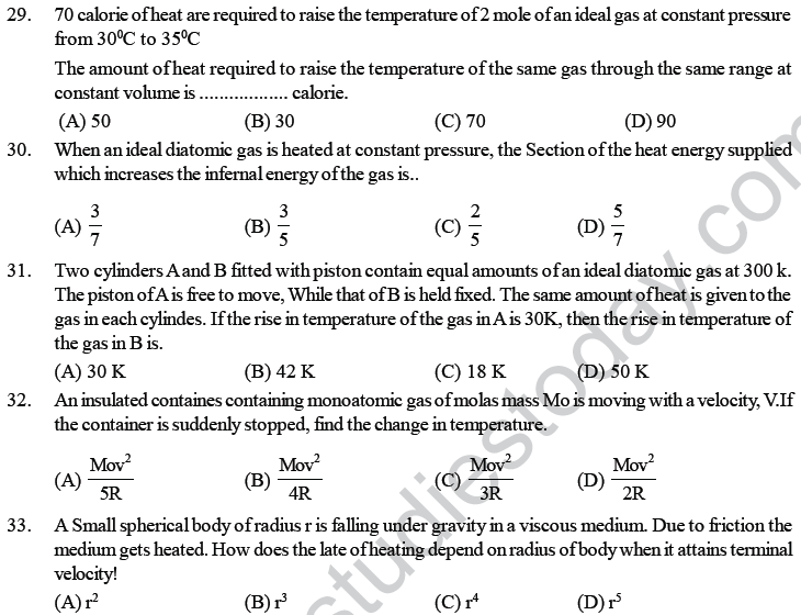 NEET UG Physics Thermodynamics MCQs-8