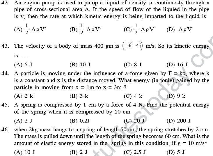 NEET UG Physics Work Energy MCQs-12