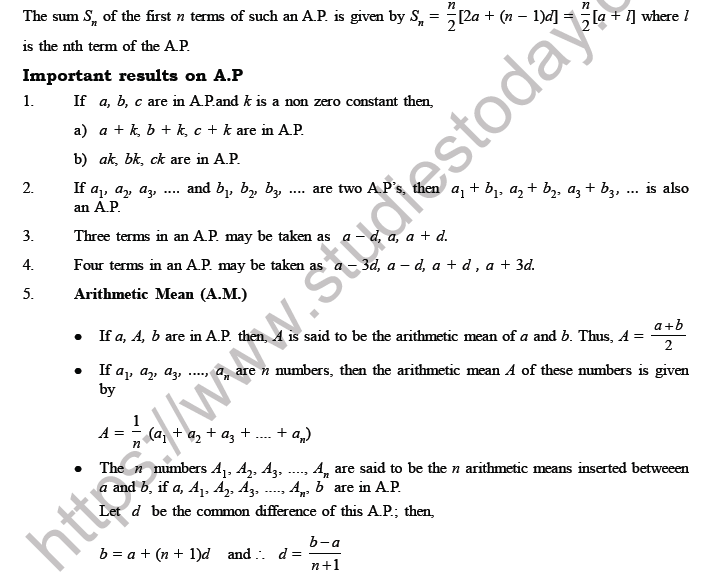 CBSE Class 10 Arithmetic Progression Printable Worksheet Set A