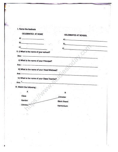 CBSE Class 2 EVS Practice Worksheets (26) Our School 1