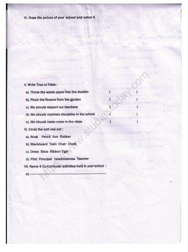 CBSE Class 2 EVS Practice Worksheets (26) Our School 2