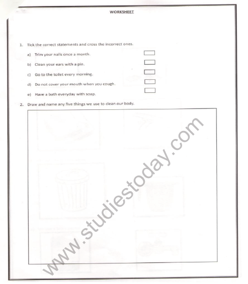 CLASS 2 EVS WORK SHEETS CHAPTER 15 KEEPING HEALTHY 