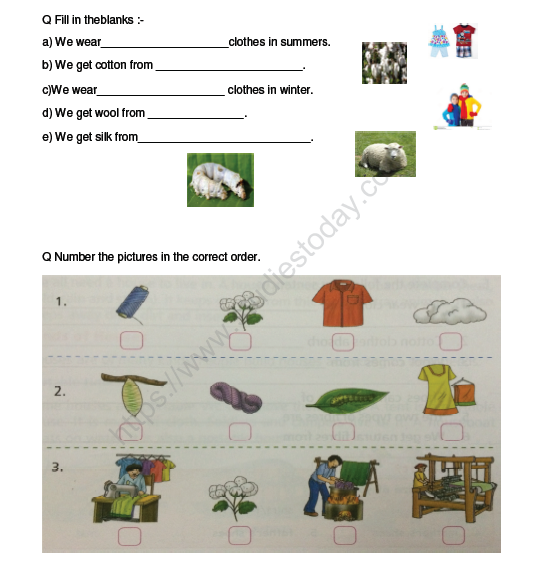 CBSE Class 2 EVS Practice Worksheets (54) - Clothes
