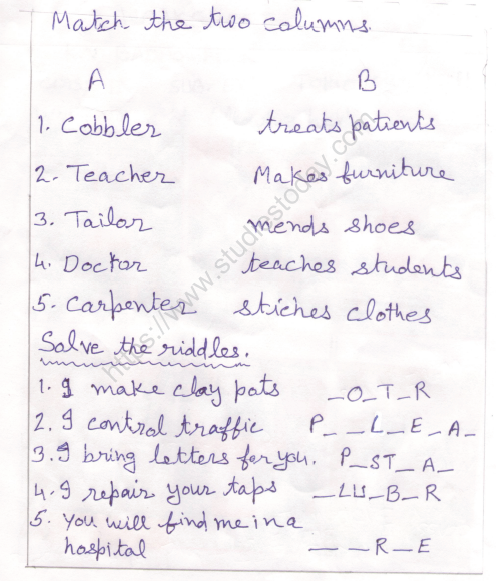 CBSE Class 2 EVS Practice Worksheets (63) - Match