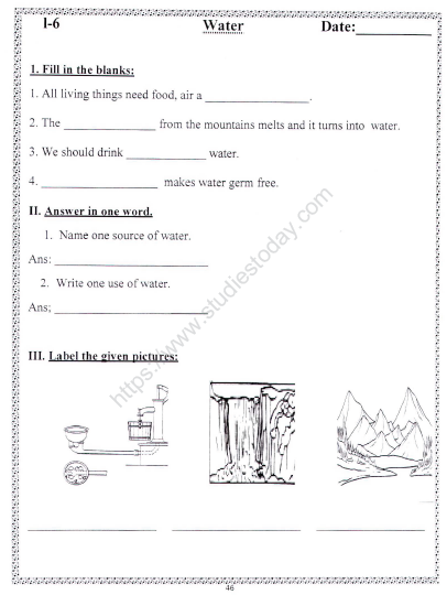 CBSE Class 2 EVS Practice Worksheets (76) - Water 1
