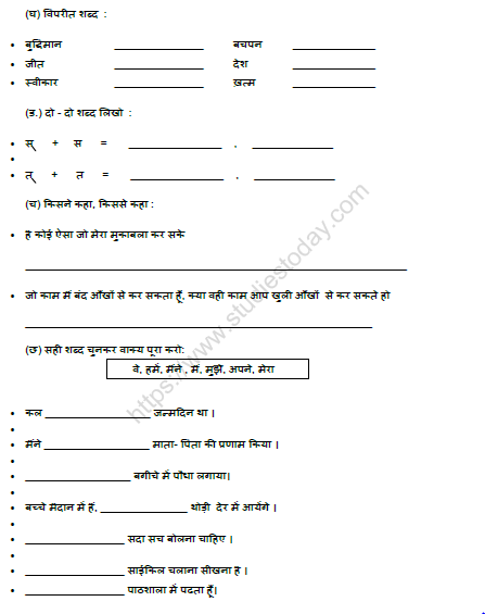 CBSE Class 2 Hindi Practice Worksheet (6) 2