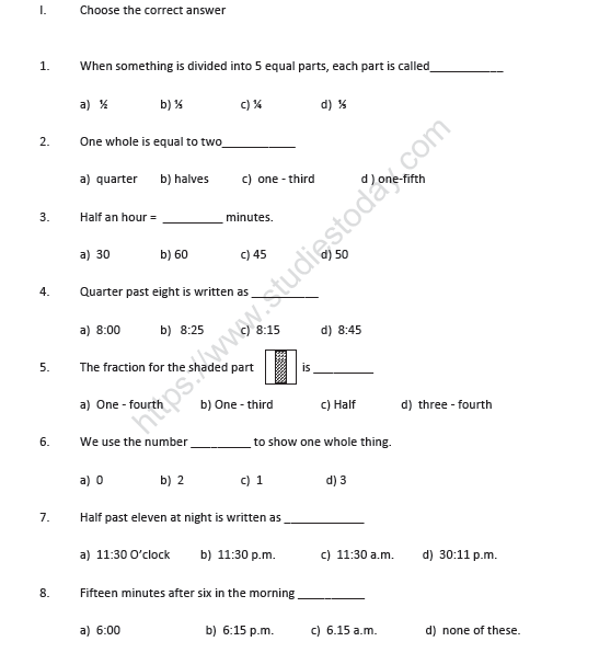 CBSE Class 2 Maths Practice Worksheets (127) - Division 1