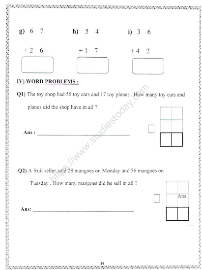 CBSE Class 2 Maths Practice Worksheets (149) - Addition 2