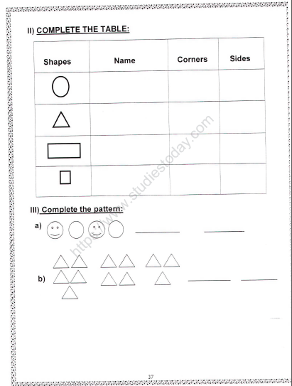 CBSE Class 2 Maths Practice Worksheets (151) - Shapes and Patterns 2