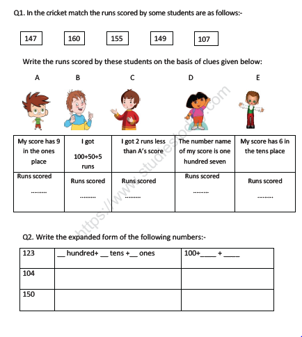Cricket Match Class 2 Mathematics Printable Worksheet Free PDF