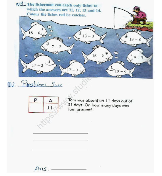 Subtraction Class 2 Mathematics Printable Worksheet Free PDF
