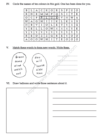 CBSE Class 3 English Practice Worksheets (33)-The Balloon Man 2