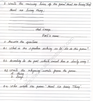 CBSE Class 3 English Practice Worksheets (90) - Hurt No Living Thing 1