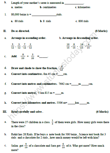 CBSE Class 3 Mathematics Worksheet Set O 2