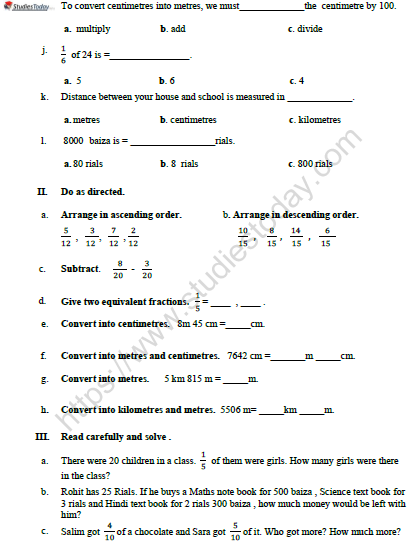 CBSE Class 3 Mathematics Worksheet Set V 2